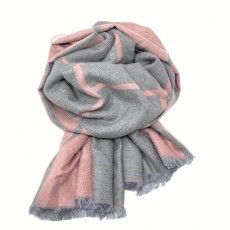 Check Reversible Blanket Scarf Light Pink/Grey